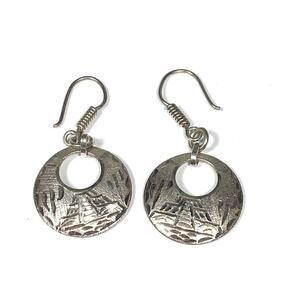 925 Mexico Sterling Silver Edged Earrings Mayan Drops 5.45g